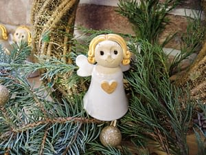 anděl andílek zvonek zvoneček k zavěšení dekorace srdce hvězda vánoce keramika keramikaandee