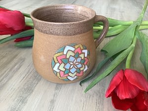 hrnek Mandala na čaj do kuchyně keramikaandee Květ andreaabrahamova