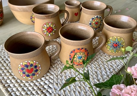 hrnek mandala na čaj velký keramika keramikaandee srdce