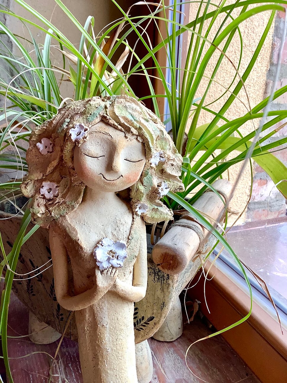 Víla lesní figura soška dekorace keramika květy keramikaandee Strom Jaro