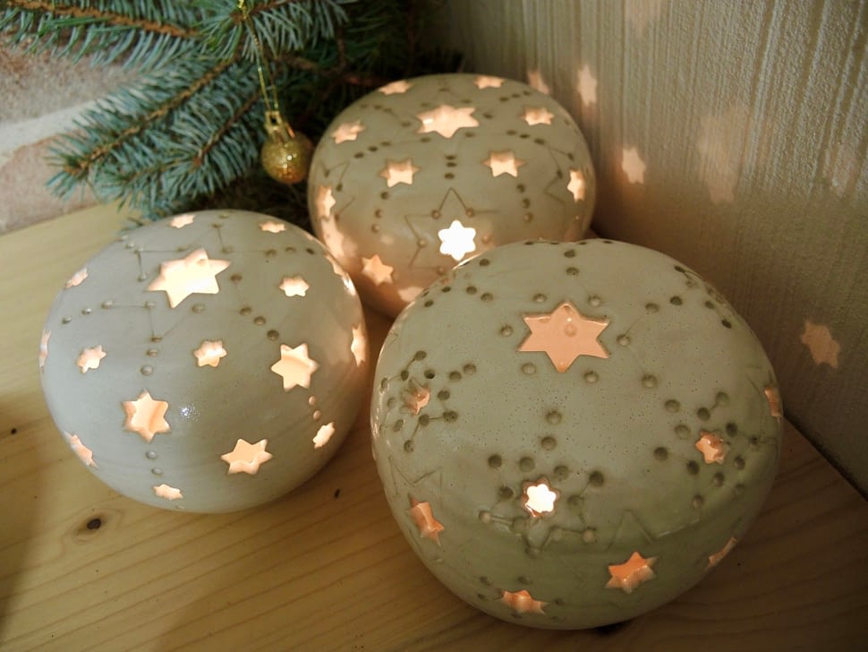lampa lampička koule bílá hvězda světlo vánoce keramika keramikaandee dekorace