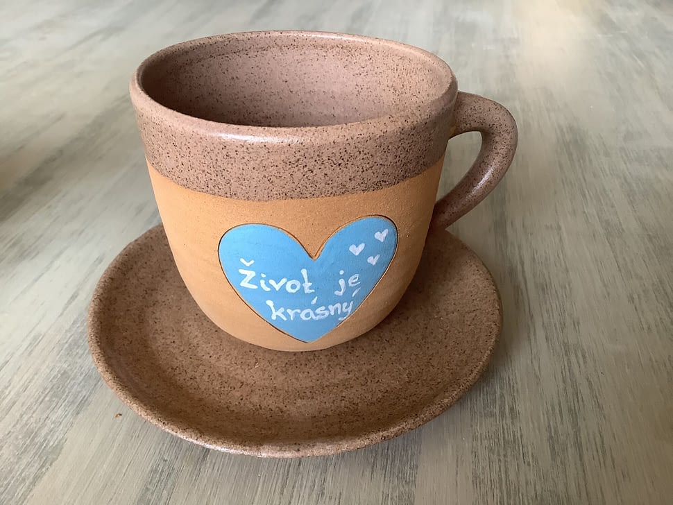 Kafe espresso hrnek hrníčky keramika keramikaandee nádobí andreaabrahamova Radost Láska Naladění Miluji Život