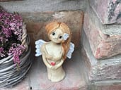 Anděl Andělka figura dívka dekorace křídla keramika keramikaandee květ
